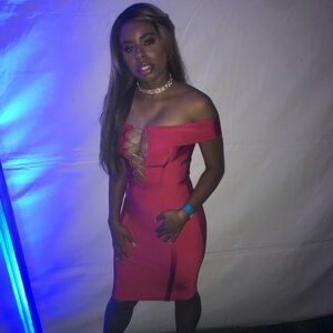 Bold Red Off-the-Shoulder Bandage Dress – Worn Once